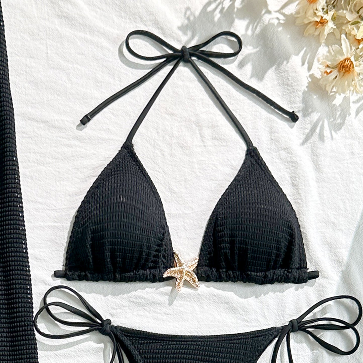 Bikini with Gold Starfish Three Pieces Set