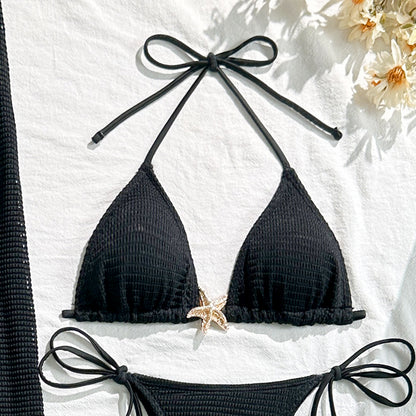 Bikini with Gold Starfish Three Pieces Set