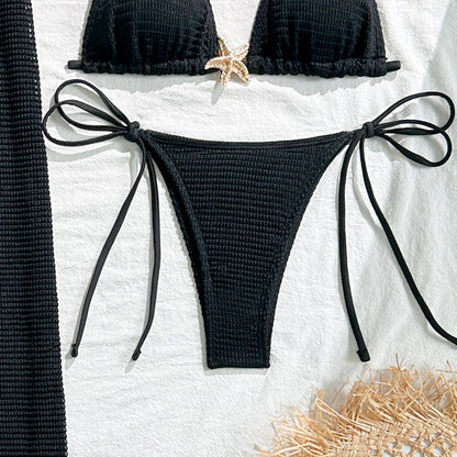 Bikini with Gold Starfish Three Pieces Set