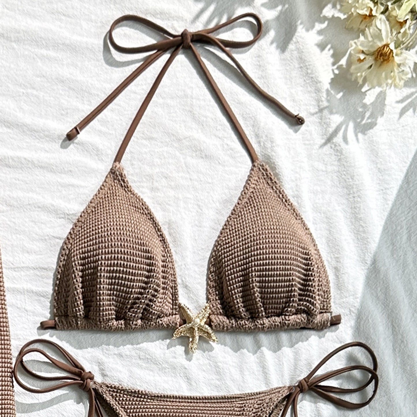 Bikini with Gold Starfish Three Pieces Set