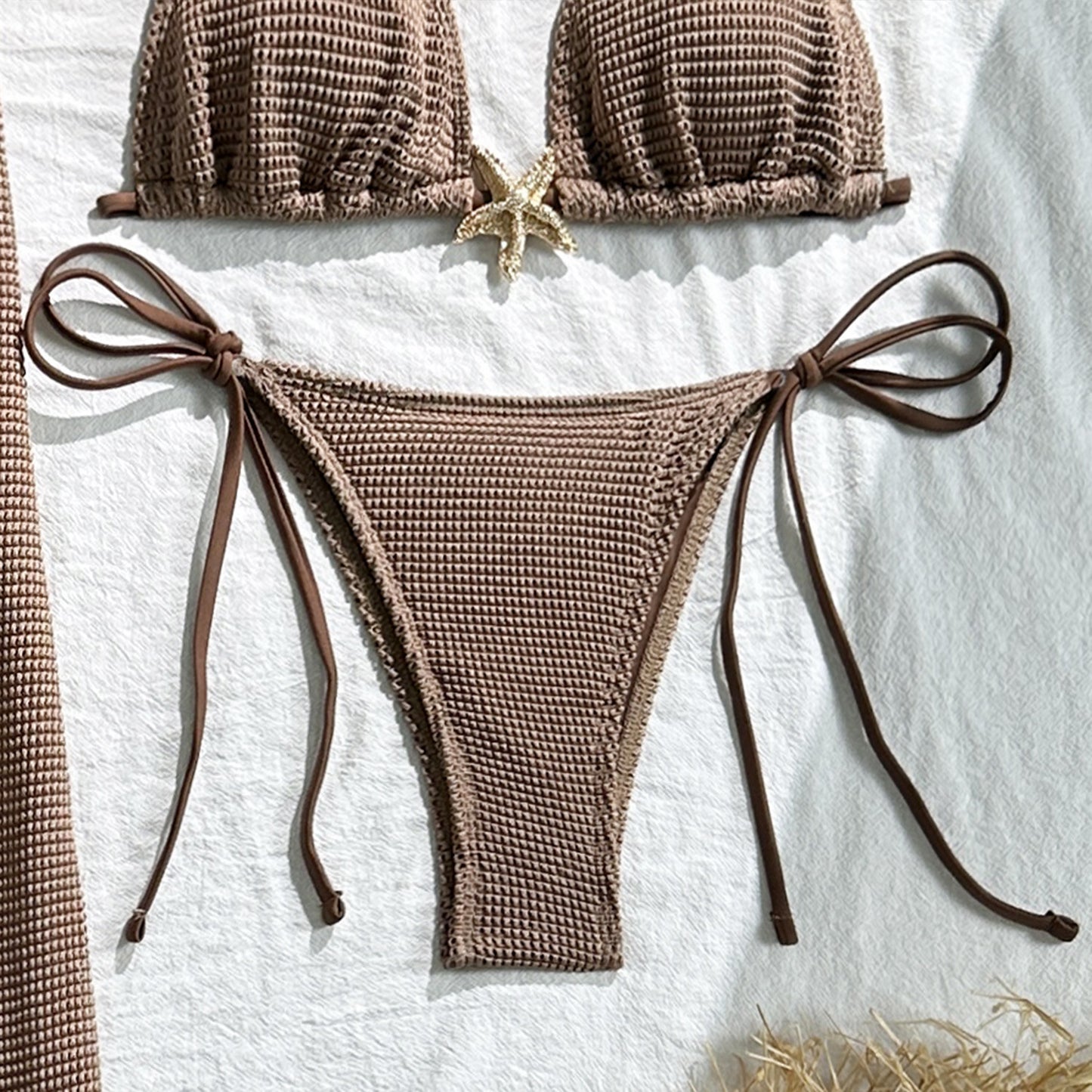 Bikini with Gold Starfish Three Pieces Set