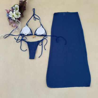 Bikini with Gold Starfish Three Pieces Set
