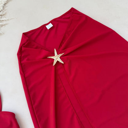 Bikini 3pieces Set Solid Color with Gold Starfish