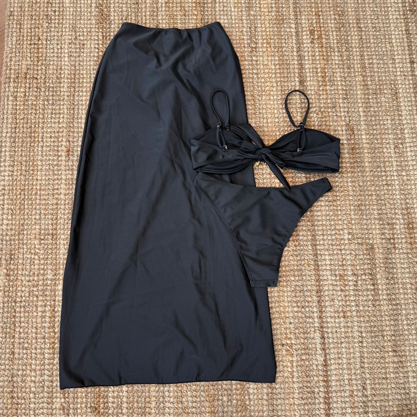 Bikini 3pieces Set Solid Color with Gold Starfish