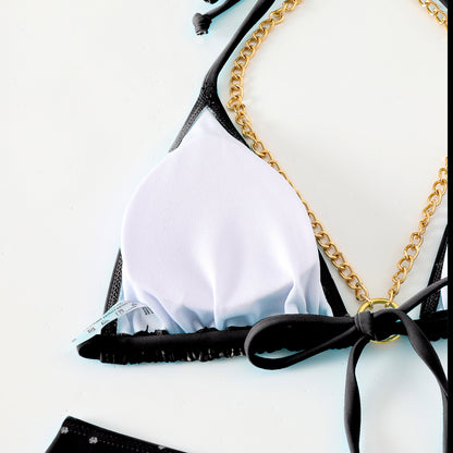 Bikini Leopard Print 3pieces Set Halter Neck