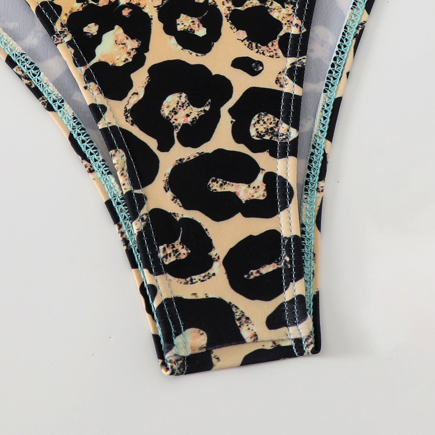 Bikini Leopard Print 3pieces Set Halter Neck