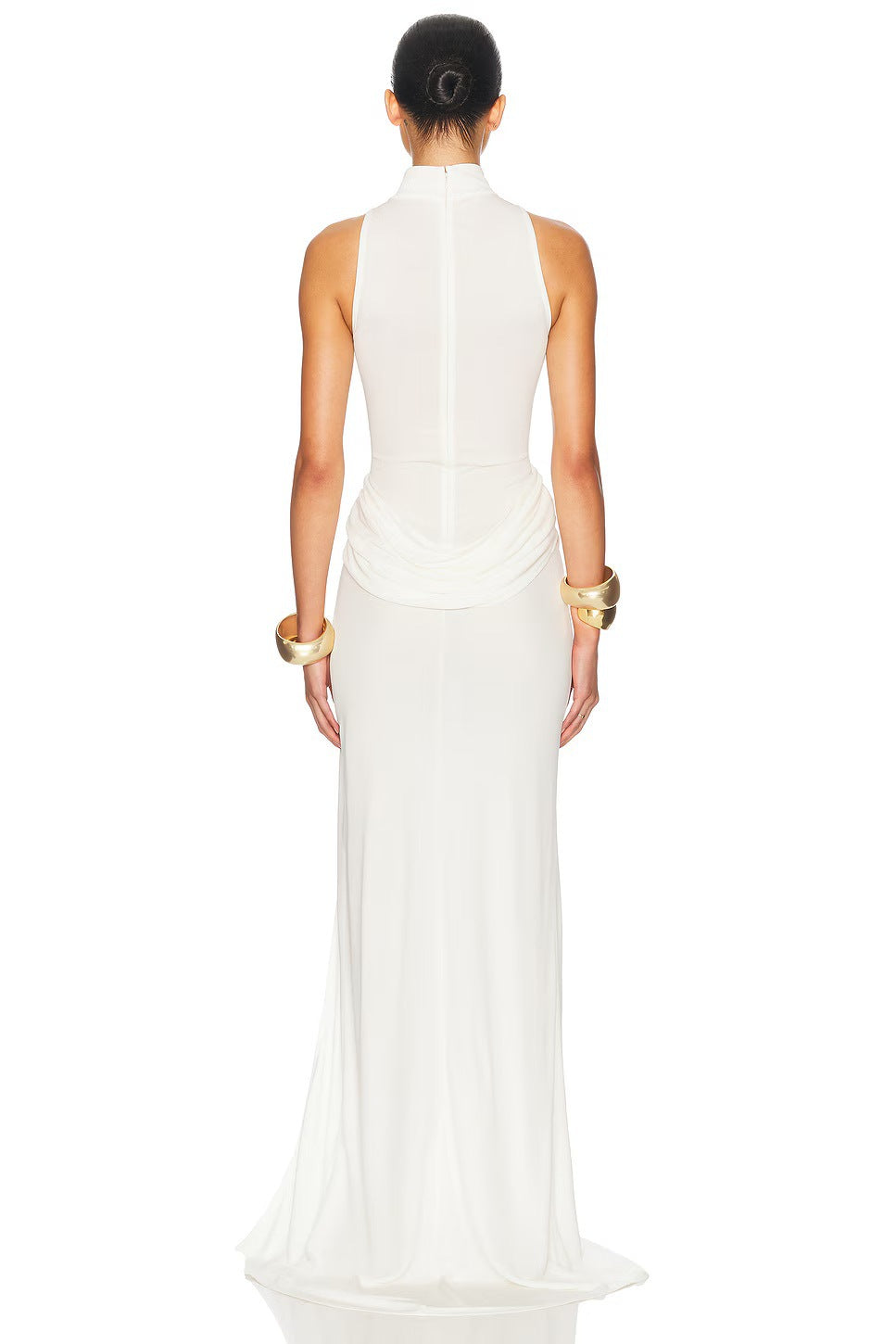 Elegant High Slit See-Though Maxi Dress