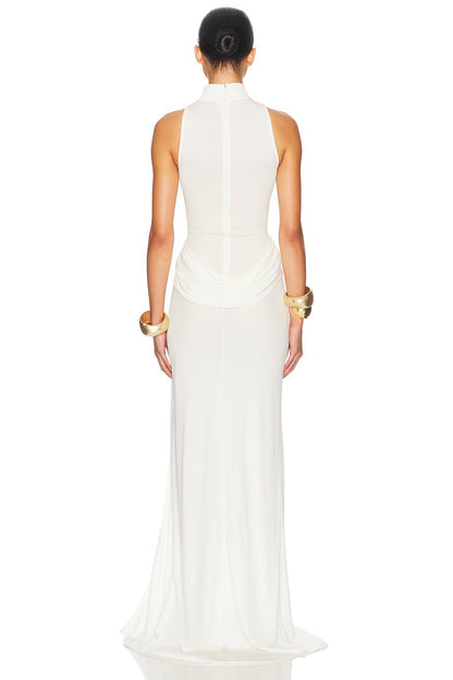 Elegant High Slit See-Though Maxi Dress