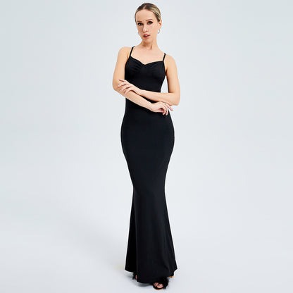 Cross Suspenders Open Back Swing Maxi Dress