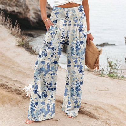 Casual Wide-leg Printed Loose Trousers