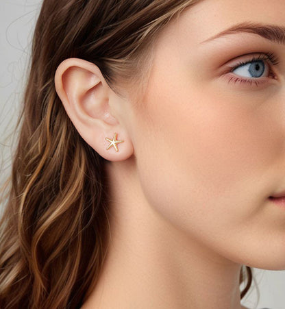 Starfish Argent Pur Ear Stud Earrings Women Simple Summer Fashion