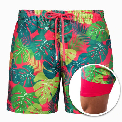Men's Beach Swimming Shorts Double Layer Shorts