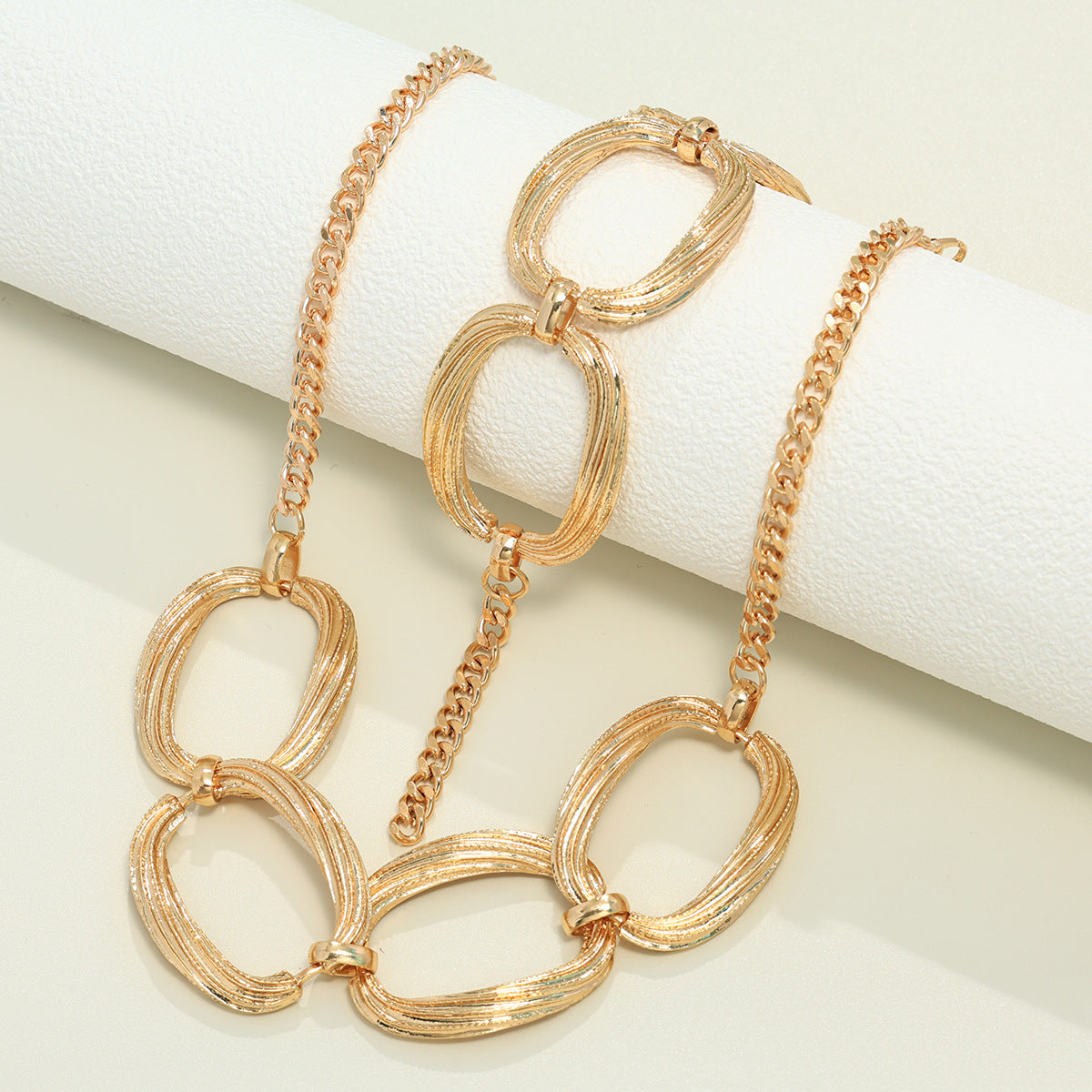 Personality Metal Geometry Creative Simple Necklace Bracelet Jewelry Suit