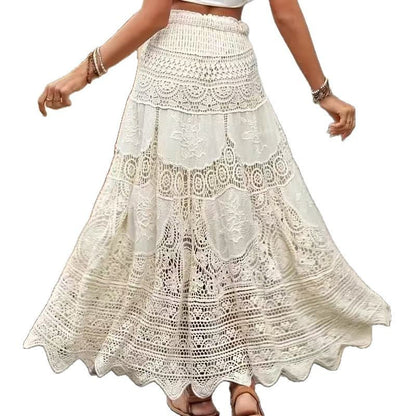 Retro Hollow Knitted Big Hem Skirt