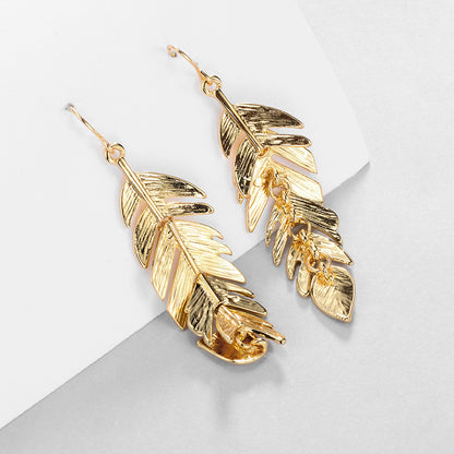 Simple Tassel Leaf Long Earrings