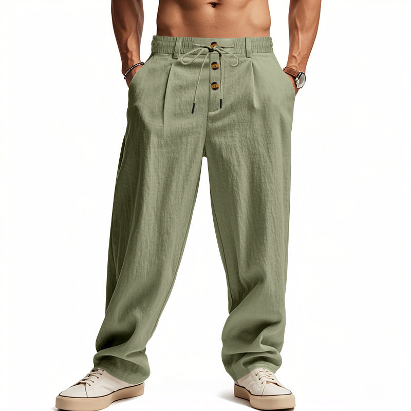 Breathable Cotton-Linen Loose Fit Sport-Casual Men Trousers