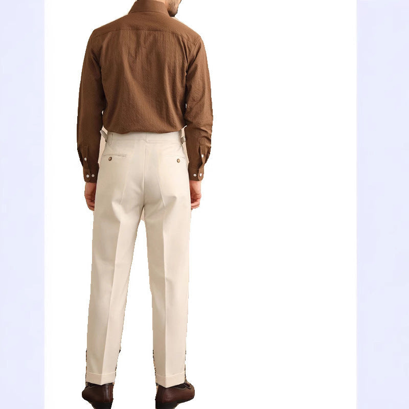 High Waist Straight Trousers Men's Business