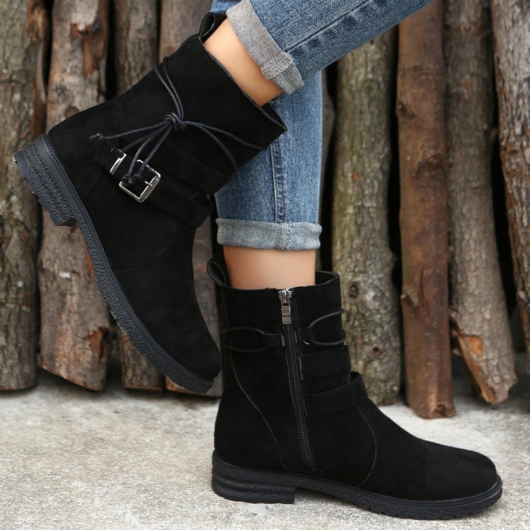Casual Retro Boots Side Zipper Low Heel Outdoor Non Slip Ankle BootS