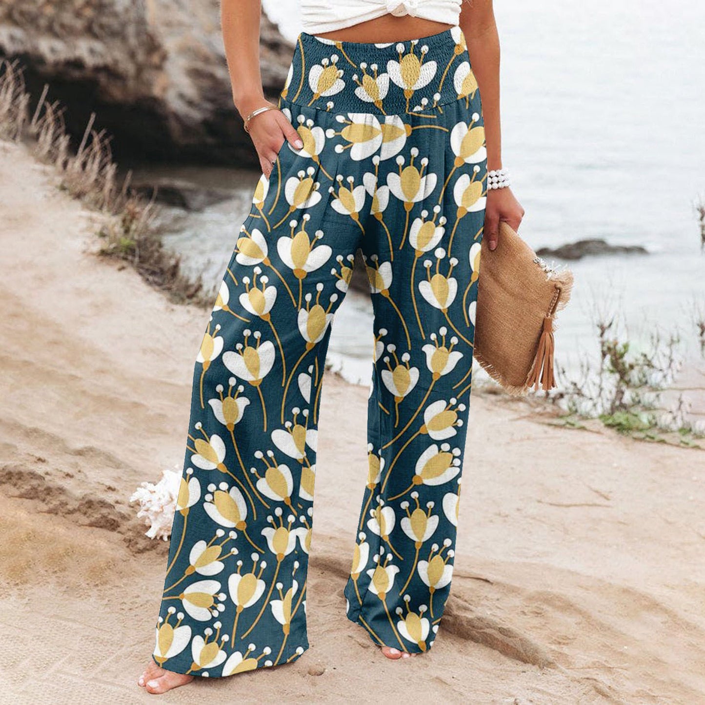 Casual Wide-leg Printed Loose Trousers