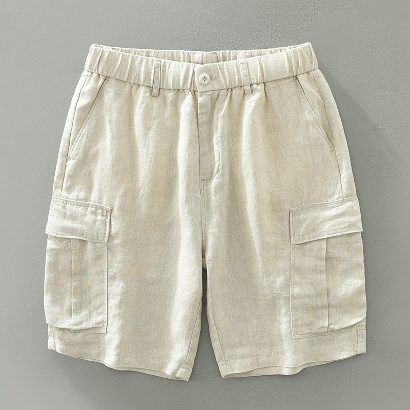 Pure Linen Mens Cargo Shorts