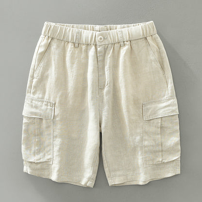 Pure Linen Mens Cargo Shorts