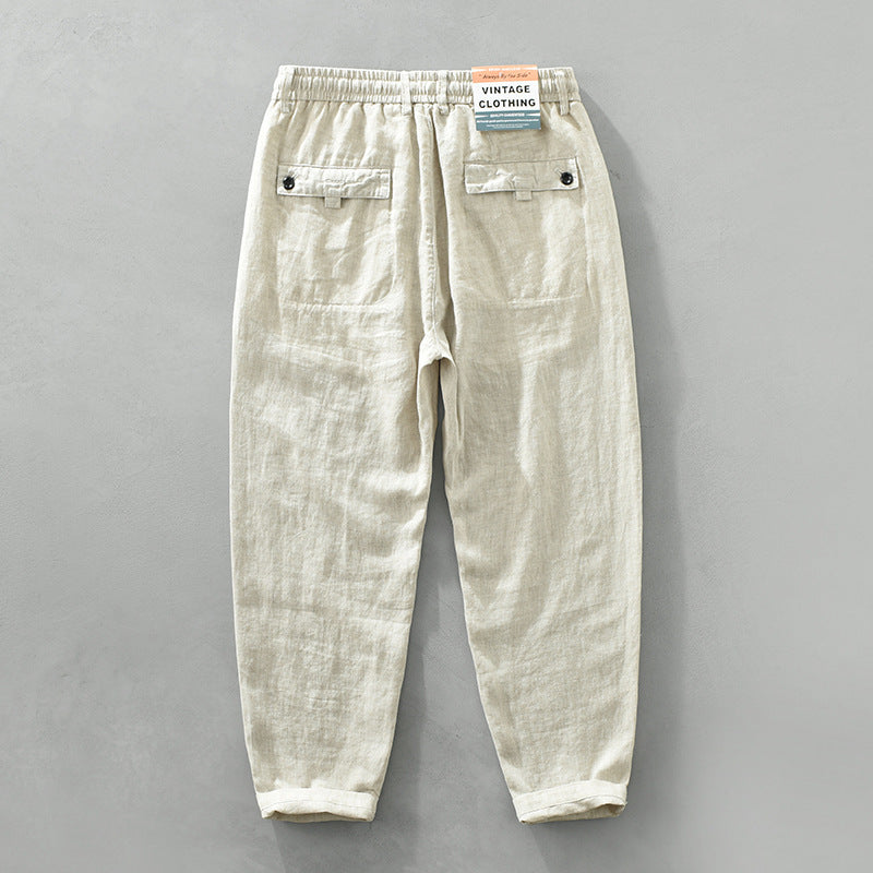 Pure Linen Mens Casual Pants