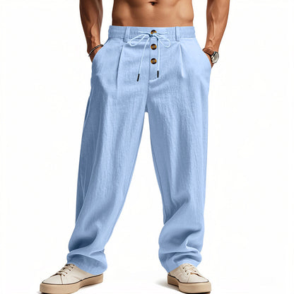 Breathable Cotton-Linen Loose Fit Sport-Casual Men Trousers