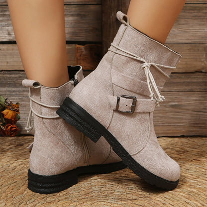Casual Retro Boots Side Zipper Low Heel Outdoor Non Slip Ankle BootS