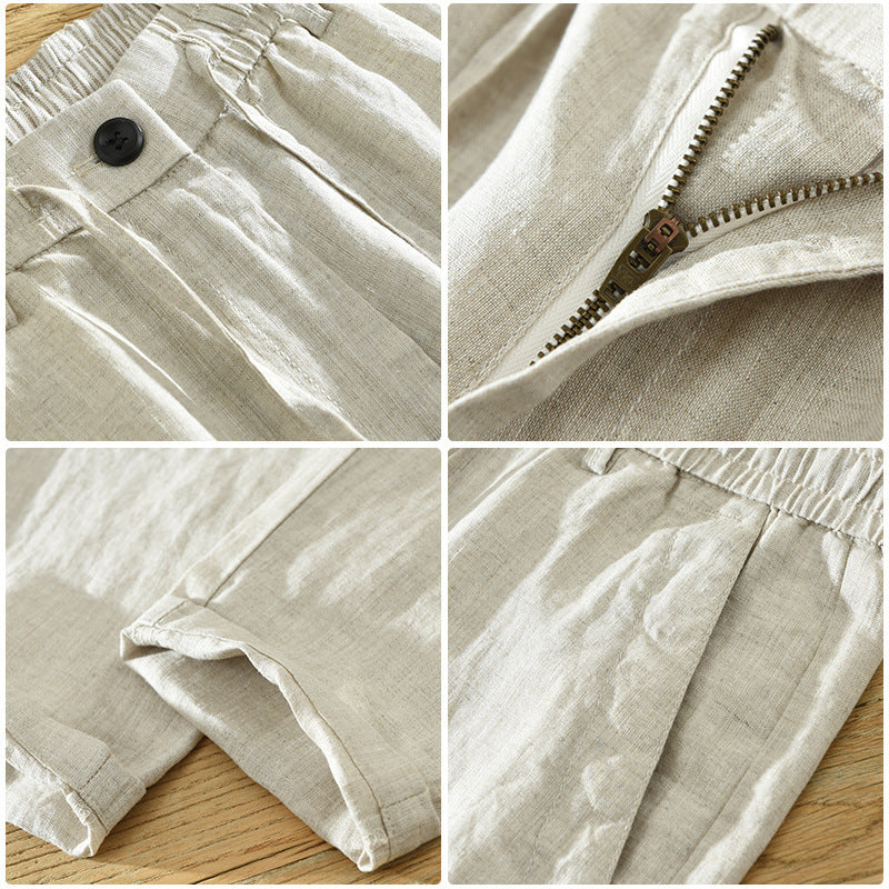 Pure Linen Mens Casual Pants
