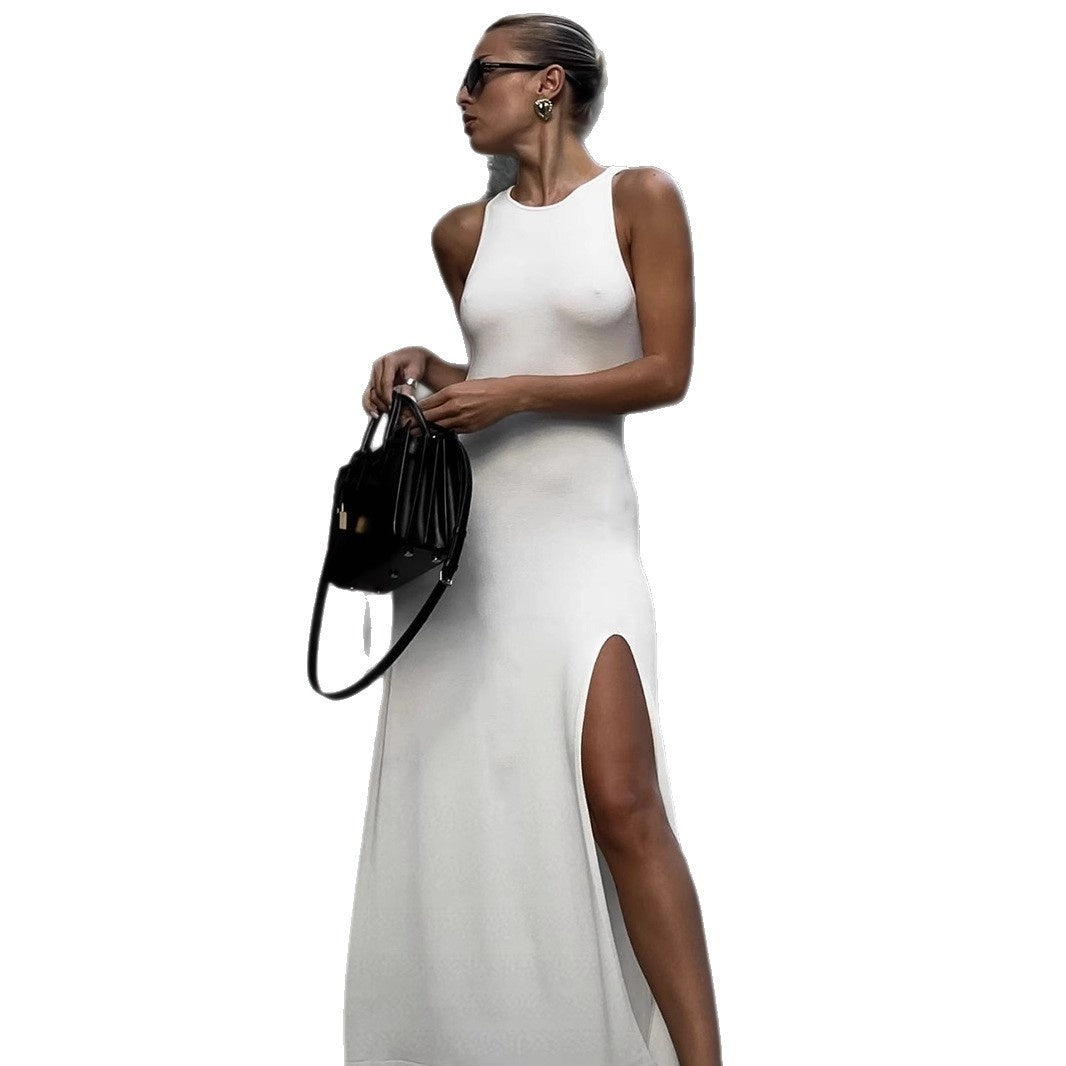 Tight Split Vest Long Dress