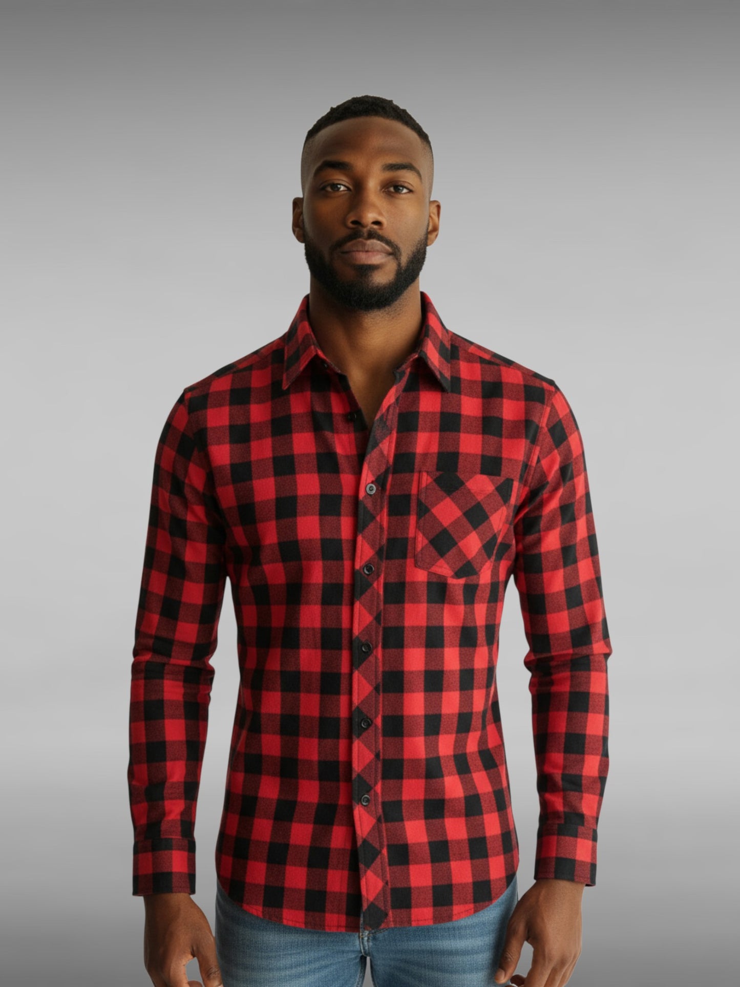 Casual Slim-fit Checkered Mens Shirt