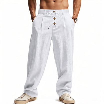 Breathable Cotton-Linen Loose Fit Sport-Casual Men Trousers