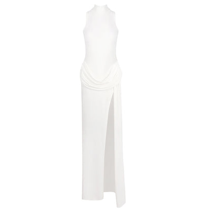 Elegant High Slit See-Though Maxi Dress