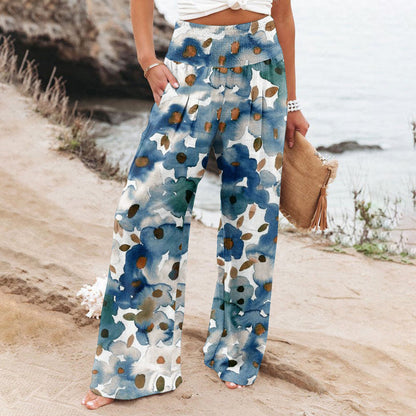 Casual Wide-leg Printed Loose Trousers
