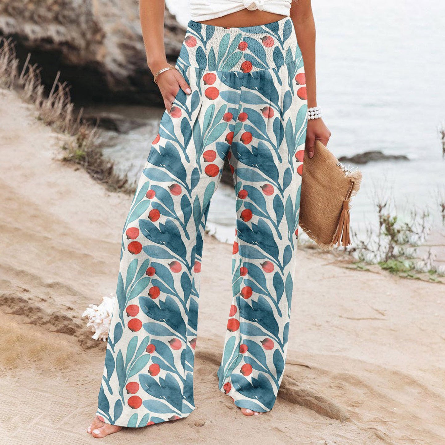 Casual Wide-leg Printed Loose Trousers