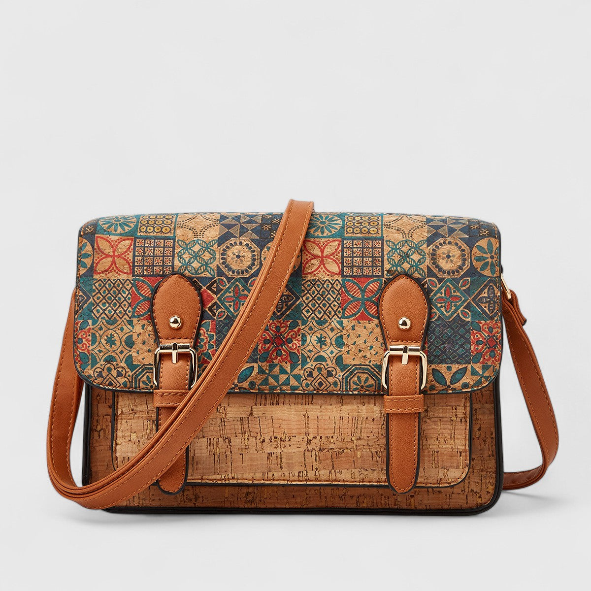 One-shoulder Crossbody Cork Printed Bag