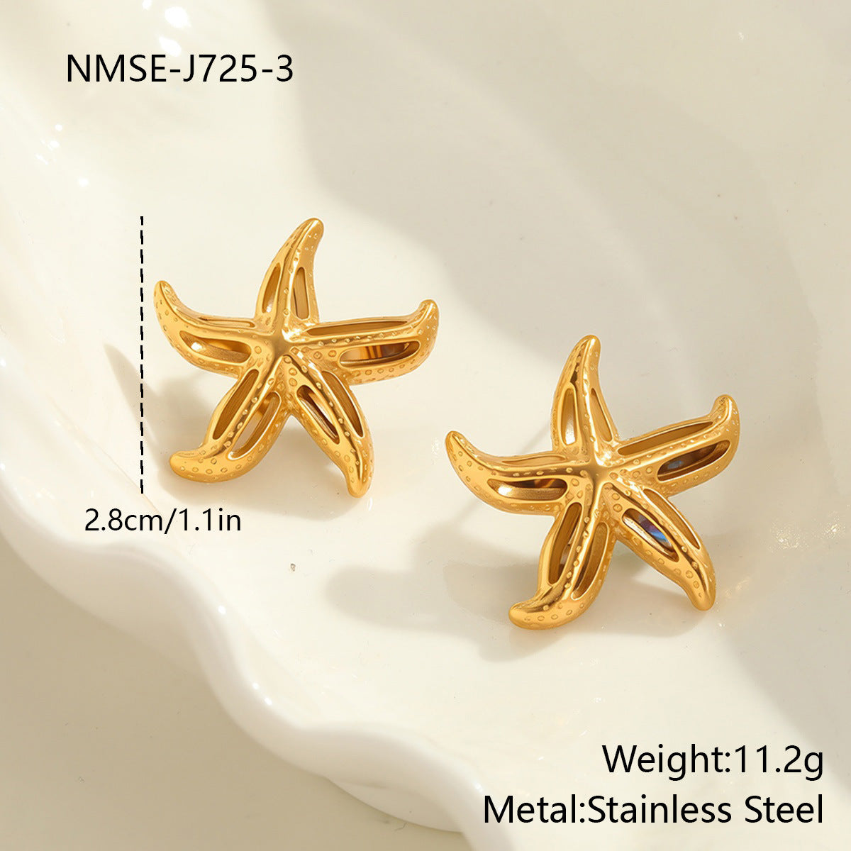 Design Sense Starfish Ear Studs Earrings 18k Gold Plating