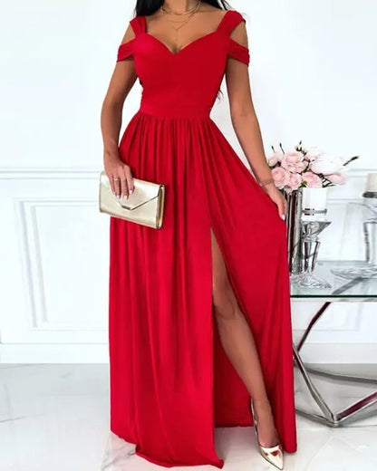 Boho V-Neck Dress Women Split Long Flowy