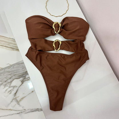 One-piece Swimsuit Sexy Bikini Women's Solid Color