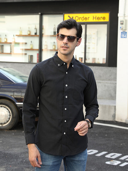 Oxford Solid Color Casual Loose Fit Shirt