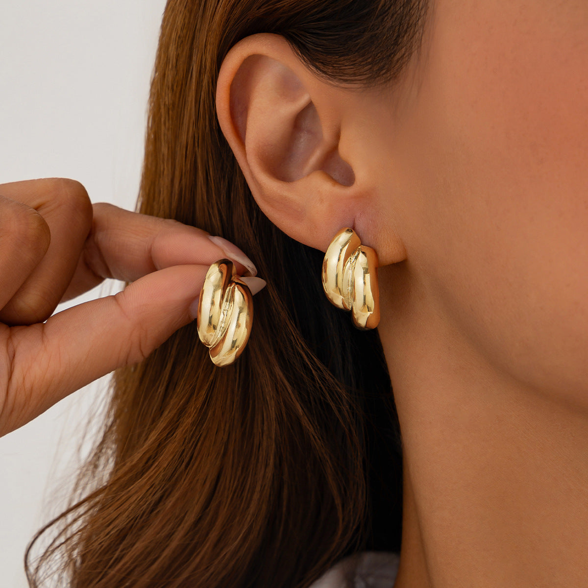 Metal Texture Glossy Earrings Irregular Geometry