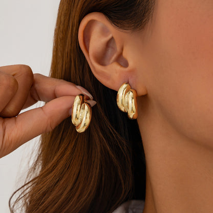 Metal Texture Glossy Earrings Irregular Geometry