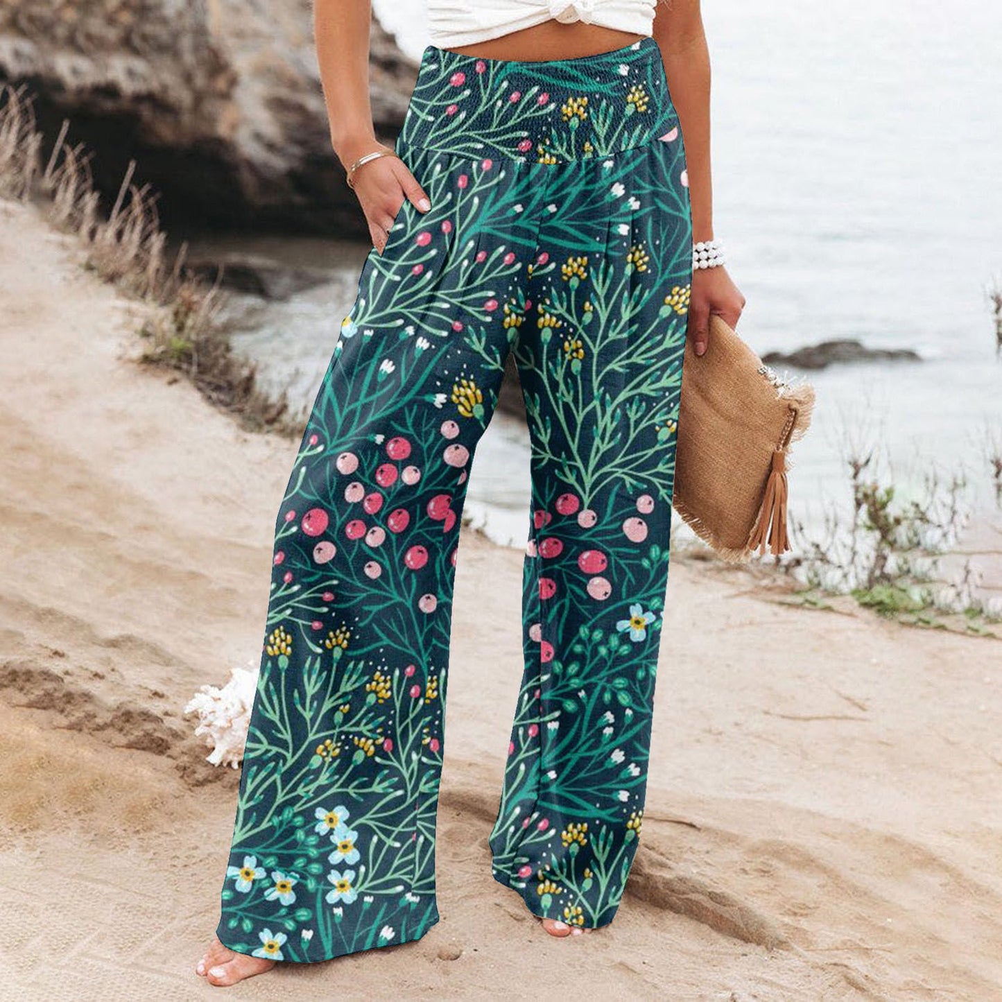 Casual Wide-leg Printed Loose Trousers