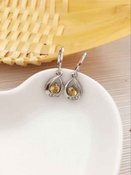Inlaid Zircon Water Drop Earrings