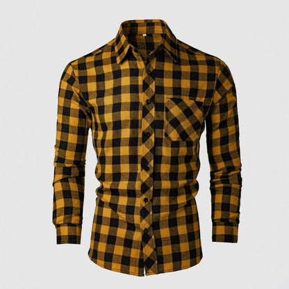 Casual Slim-fit Checkered Mens Shirt
