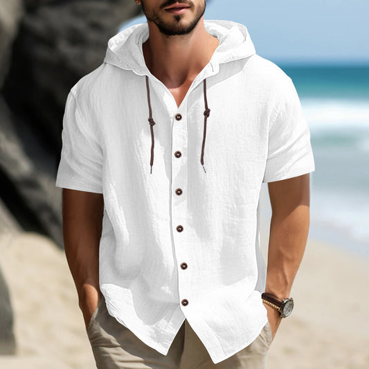 Hooded Shirt Sports-Casual Short-sleeved Summer Shirt