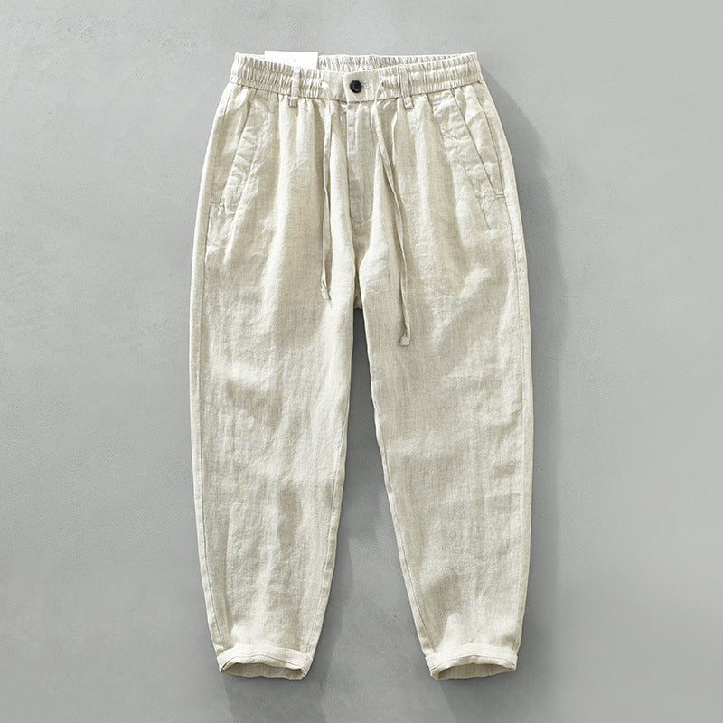 Pure Linen Mens Casual Pants