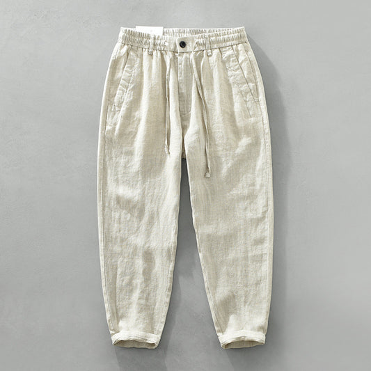 Pure Linen Mens Casual Pants