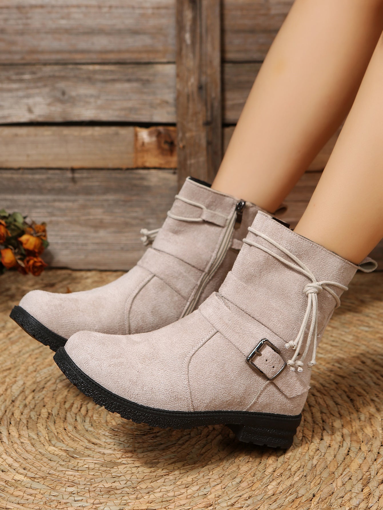 Casual Retro Boots Side Zipper Low Heel Outdoor Non Slip Ankle BootS