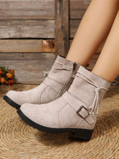 Casual Retro Boots Side Zipper Low Heel Outdoor Non Slip Ankle BootS